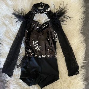 Weissman Black Jazz Sequin Dance Leotard Costume